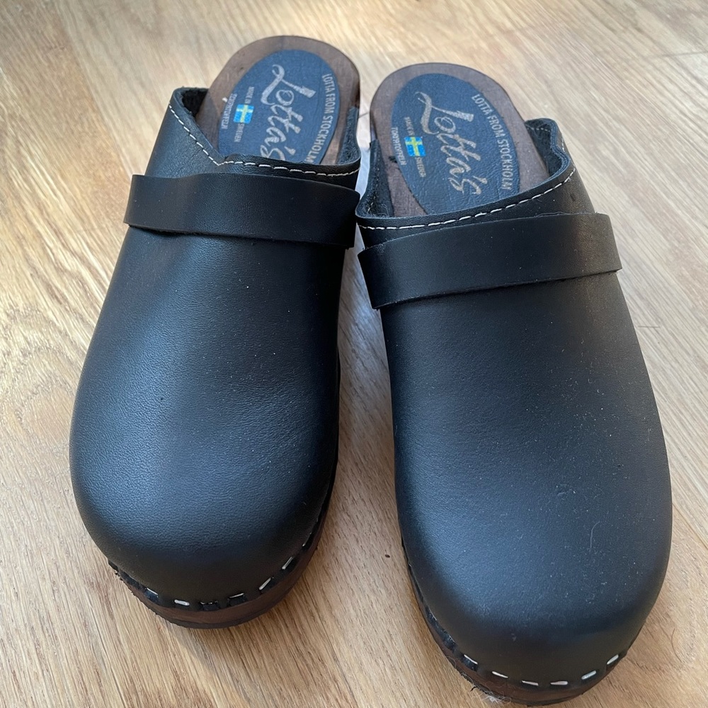 Black leather clogs from Lotta From Stockholm